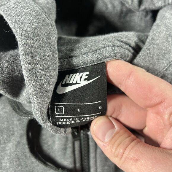 Nike Sportswear Club Fleece Hoodie Mens Large Full Zip Sweatshirt Gray BV2645071 - Picture 5 of 11